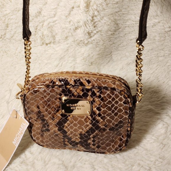 Nwt  Michael Kors Snakeskin Crossbody Bag Purse m - Picture 2 of 15